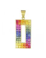 Rainbow Sapphire Invisible Set Rectangle Pendant 18K Yellow Gold (11ct tw) By:rainbowsapphirejewelers.com