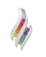 Rainbow Sapphire Double Swirl Fancy Pendant 925 Sterling Silver (3/4ct tw) By:rainbowsapphirejewelers.com
