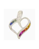 Rainbow Sapphire & Diamond Heart Shape Pendant 925 Sterling Silver (1/2ct tw) By:rainbowsapphirejewelers.com