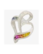 Rainbow Sapphire & Diamond Heart Shape Pendant 18K White Gold (1/2ct tw) By:rainbowsapphirejewelers.com