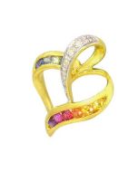 Rainbow Sapphire & Diamond Heart Shape Pendant 18K Yellow Gold (1/2ct tw)By:rainbowsapphirejewelers.com