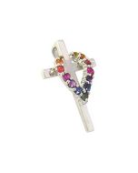 Rainbow Sapphire Heart on Cross Pendant 18K White Gold (3/4ct tw) By:rainbowsapphirejewelers.com