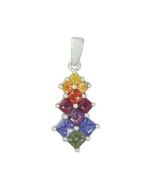 Rainbow Sapphire Princess Cut Journey Pendant 925 Sterling Silver (1.15ct tw) By:rainbowsapphirejewelers.com