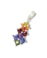 Rainbow Sapphire Princess Cut Journey Pendant 18K White Gold (1.15ct tw) By:rainbowsapphirejewelers.com