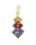 Rainbow Sapphire Princess Cut Journey Pendant 14K Yellow Gold (1.15ct tw) By:rainbowsapphirejewelers.com