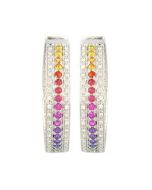 Rainbow Sapphire & Diamond Hoop Earrings 18K White Gold (4.42ct tw) By:rainbowsapphirejewelers.com
