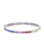 Rainbow Sapphire Eternity Oval Bangle 18K White Gold (8ct tw) By:rainbowsapphirejewelers.com