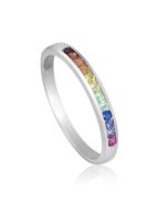 Rainbow Sapphire Half Eternity Band Ring 18K White Gold (1/3ct tw) By:rainbowsapphirejewelers.com