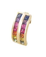Rainbow Sapphire Double Row Pendant 18K Yellow Gold (2.3ct tw) By:rainbowsapphirejewelers.com