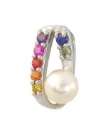 Rainbow Sapphire & Pearl Fancy Pendant 925 Sterling Silver (3/4ct tw) By:rainbowsapphirejewelers.com