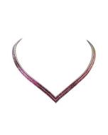 Rainbow Sapphire Double Row Tennis Necklace 18K White Gold (30ct tw) By:rainbowsapphirejewelers.com