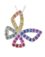 Rainbow Sapphire Classic Butterfly Pendant 14K White Gold (0.87ct tw) By:rainbowsapphirejewelers.com