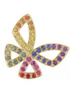 Rainbow Sapphire Classic Butterfly Pendant 14K Yellow Gold (0.87ct tw) By:rainbowsapphirejewelers.com