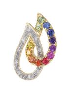 Rainbow Sapphire & Diamond Teardrop Pendant 14K Yellow Gold (0.92ctw) By:rainbowsapphirejewelers.com