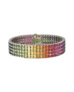 Rainbow Sapphire Channel Set 4 Row Tennis Bracelet 14K White Gold (40ct tw) By:rainbowsapphirejewelers.com