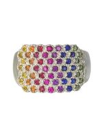 Rainbow Sapphire Womens Fashion Ring 14K White Gold (3/4ct tw)
