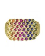 Rainbow Sapphire Womens Fashion Ring 14K Yellow Gold (3/4ct tw)