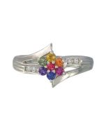 Rainbow Sapphire & Diamond Fashion Ring 14K White Gold (3/4ct tw)