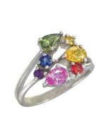 Rainbow Sapphire Multicolor Fireworks Ring 18K White Gold (1.5ct tw) 