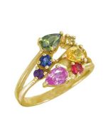 Rainbow Sapphire Multicolor Fireworks Ring 18K Yellow Gold (1.5ct tw) 