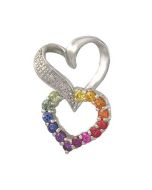 Rainbow Sapphire & Diamond Friendship Love Heart Pendant 925 Sterling Silver (0.61ct tw) By:rainbowsapphirejewelers.com