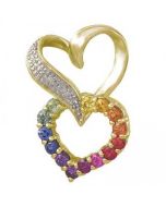 Rainbow Sapphire & Diamond Friendship Love Heart Pendant 14K Yellow Gold (0.61ct tw) By:rainbowsapphirejewelers.com