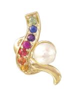 Rainbow Sapphire & Pearl Classic Pendant 14K Yellow Gold (1/4ct tw) By:rainbowsapphirejewelers.com
