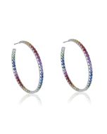 Rainbow Sapphire Earrings Hoop Huggie 925 Sterling Silver (7ct tw) By:rainbowsapphirejewelers.com