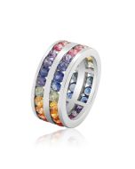 Rainbow Sapphire Double Row Eternity Ring 925 Sterling Silver (6ct tw) By:rainbowsapphirejewelers.com