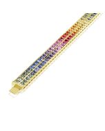 Rainbow Sapphire Double Row Tennis Bracelet 18K Yellow Gold (20ct tw) By:rainbowsapphirejewelers.com