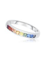 Rainbow Sapphire Half Eternity Band Ring 925 Sterling Silver (3/4ct tw) By:rainbowsapphirejewelers.com