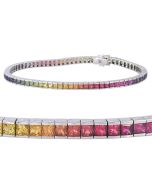 Rainbow Sapphire Tennis Bracelet 14K White Gold (16ct tw)By:rainbowsapphirejewelers.com