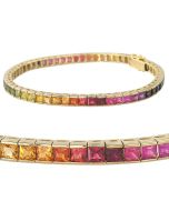 Rainbow Sapphire Tennis Bracelet 14K Yellow Gold (16ct tw) By:rainbowsapphirejewelers.com