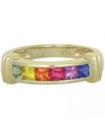 Rainbow Sapphire Band Ring 14K Yellow Gold (1ct tw)