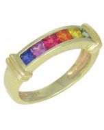 Rainbow Sapphire Band Ring 18K Yellow Gold (1ct tw)