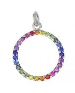 Rainbow Sapphire Circle Pendant 925 Sterling Silver (1.2ct tw) by RainbowSapphireJewelers.com