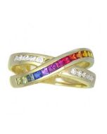 Rainbow Sapphire & Diamond Crossover Ring 14K Yellow Gold (1.5ct tw) By:rainbowsapphirejewelers.com