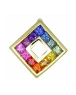 Rainbow Sapphire Square Pendant 18K Yellow Gold (2ct tw) By:rainbowsapphirejewelers.com