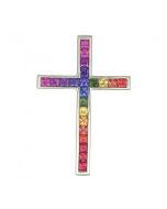Rainbow Sapphire Religious Crucifix Cross Pendant 14K White Gold (5ct tw) By:rainbowsapphirejewelers.com