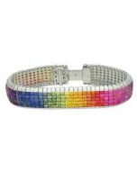 Rainbow Sapphire & Diamond Invisible Set 5 Row Tennis Bracelet 18K White Gold (66.32ct tw) By:rainbowsapphirejewelers.com