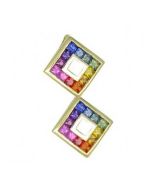 Rainbow Sapphire Double Small Square Pendant 18K Yellow Gold (1.5ct tw) By:rainbowsapphirejewelers.com
