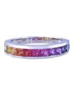 Rainbow Sapphire Half Eternity Band Ring 14K White Gold (2ct tw) By:rainbowsapphirejewelers.com