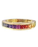 Rainbow Sapphire Half Eternity Band Ring 14K Yellow Gold (2ct tw) By:rainbowsapphirejewelers.com