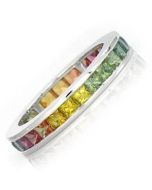 Rainbow Sapphire Eternity Ring 18K White Gold (4ct tw) By:rainbowsapphirejewelers.com