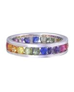 Rainbow Sapphire Eternity Ring 925 Sterling Silver (4ct tw) By:rainbowsapphirejewelers.com
