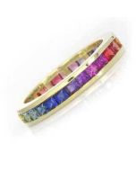 Rainbow Sapphire Eternity Ring 18K Yellow Gold (4ct tw) By:rainbowsapphirejewelers.com