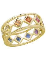 Rainbow Sapphire Bezel Set Eternity Ring 14K Yellow Gold (1.6ct tw) By:rainbowsapphirejewelers.com