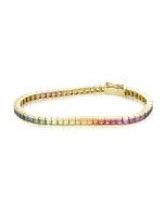 Rainbow Sapphire Tennis Bracelet 14K Yellow Gold (12ct tw) By:rainbowsapphirejewelers.com