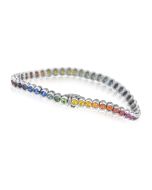 Rainbow Sapphire Bezel Set Tennis Bracelet 925 Sterling Silver (14ct tw) By:rainbowsapphirejewelers.com