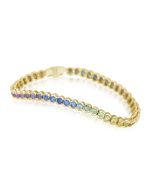 Rainbow Sapphire Bezel Set Tennis Bracelet in solid gold (14ct tw) By:rainbowsapphirejewelers.com